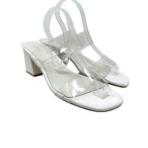 Raye Bardot Heel Slide Strap Sandal Block Clear White Size US‎ 9